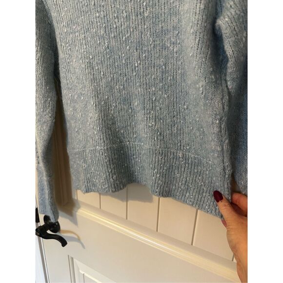 Rebecca Taylor Optic Tweed Balloon Sleeve Blue White Pullover Sweater Size Small - Picture 16 of 16